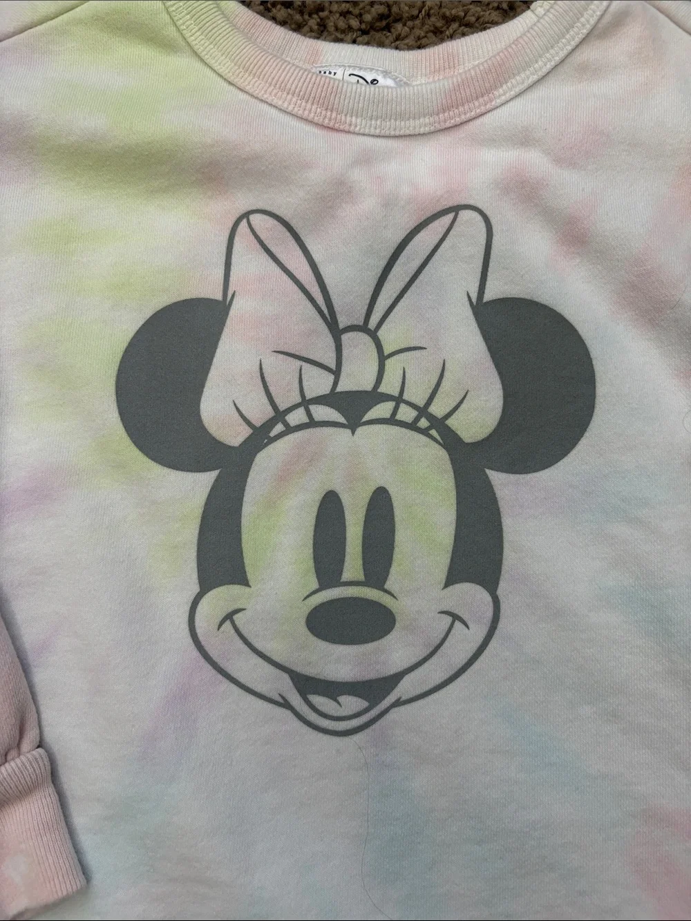 GAP Girls' Pastel Tie-Dye Minnie Mouse Sweatshirt - Pink Green Blue